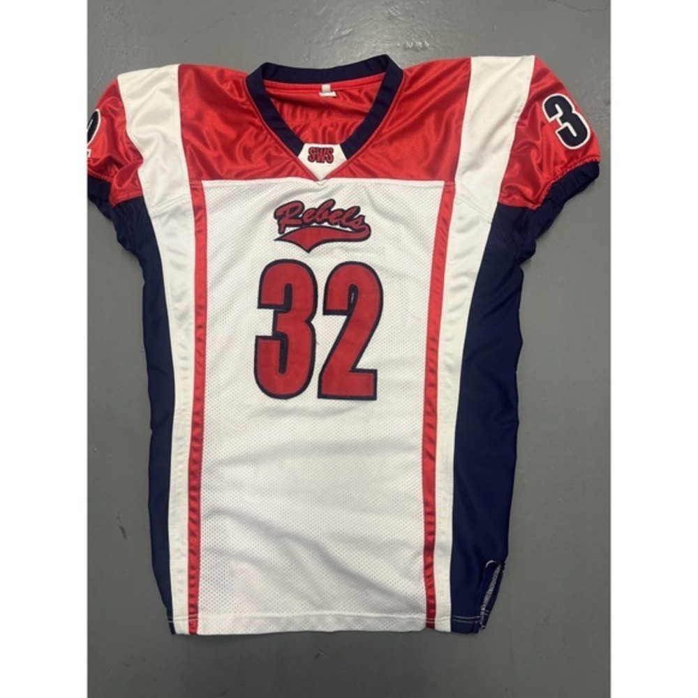 SWS Jersey Shirt Youth XS White Red Rebels Number 32 Football Mesh Diaz-Navas